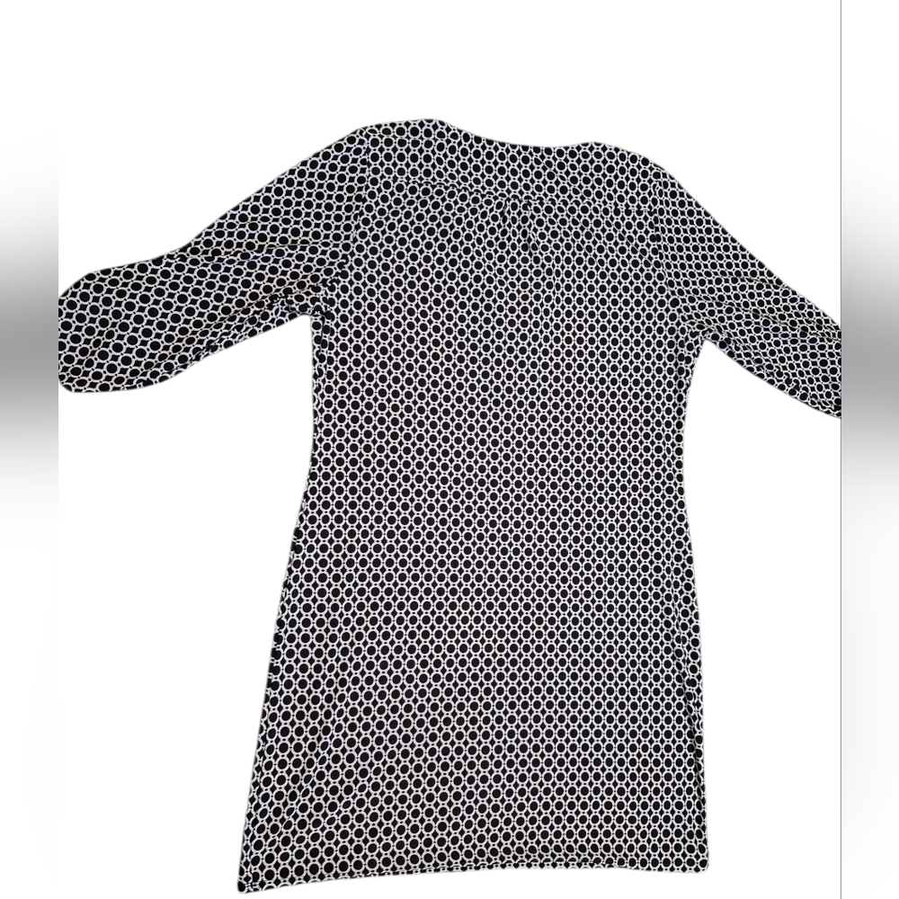 Tacera Black and White Geometric 3/4 sleeves Dress Size L - Picture 3 of 8